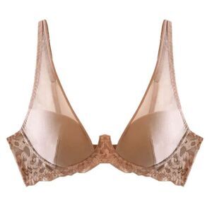 Fleur Du Mal NWT Charlotte Seemless Lace Sheer Overlay Demi Bra 32D